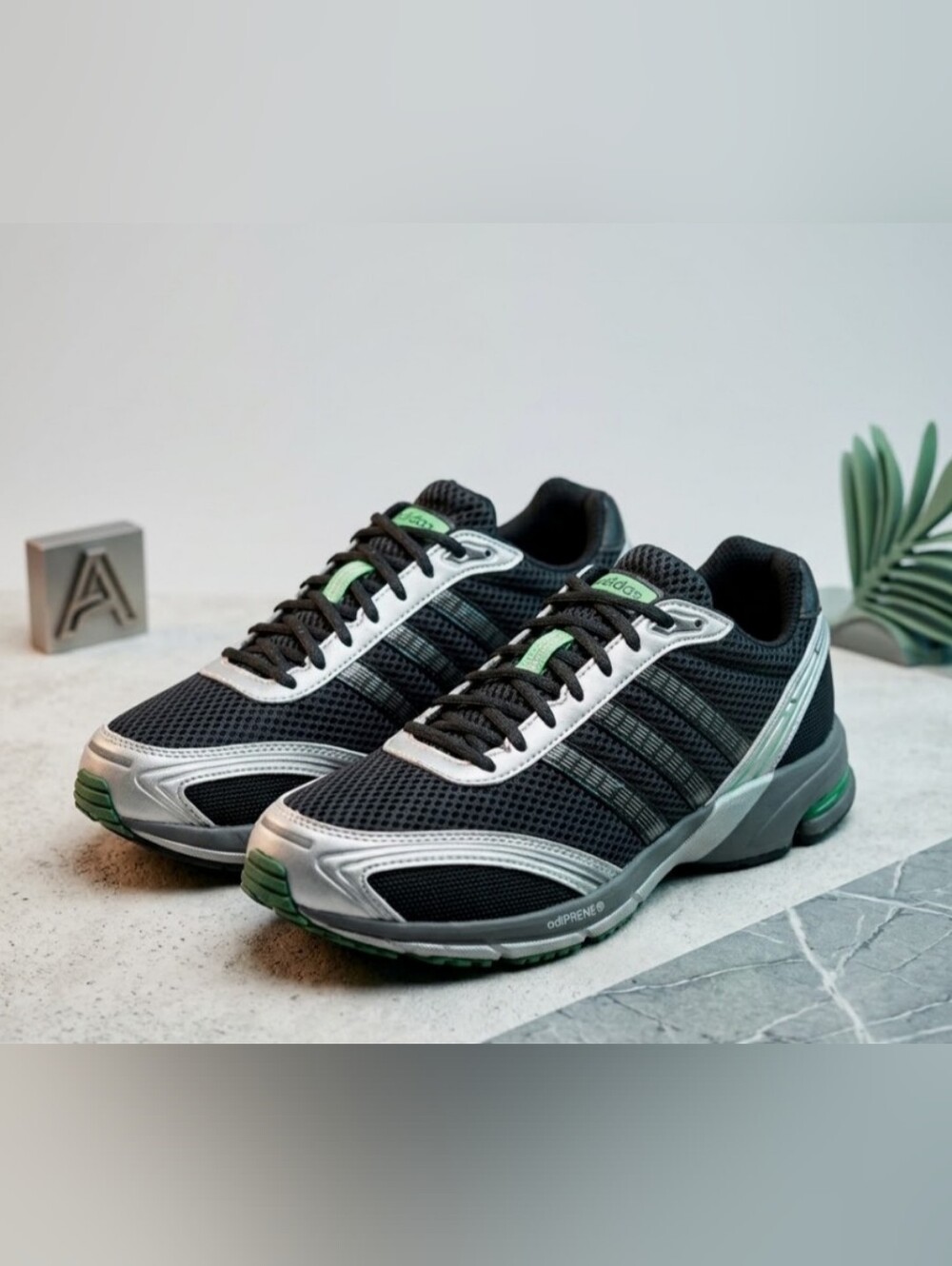 NEW! Adidas Black Athletic Big Boy Shoe with Silver Accents Sz 4